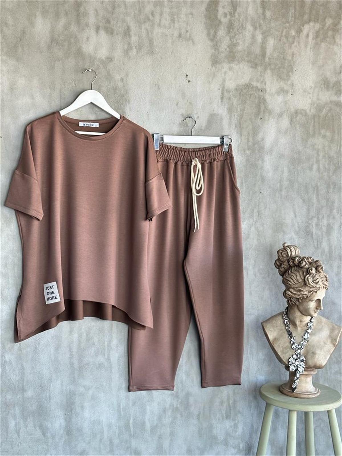 Arma Detaylı Oversize Takım (Sütlü Kahve)