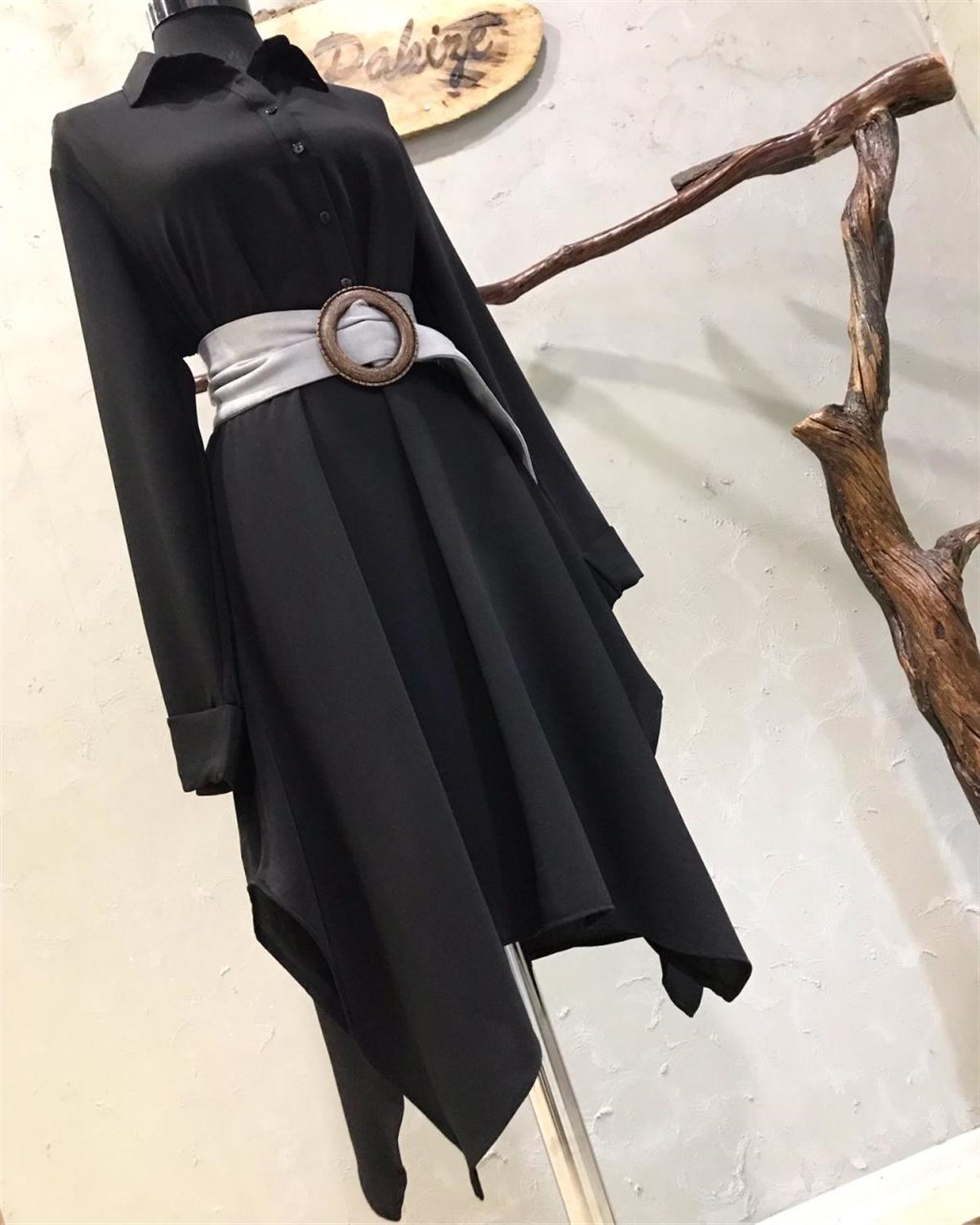 Asimetrik Kesim Tunik Elbise (SİYAH)
