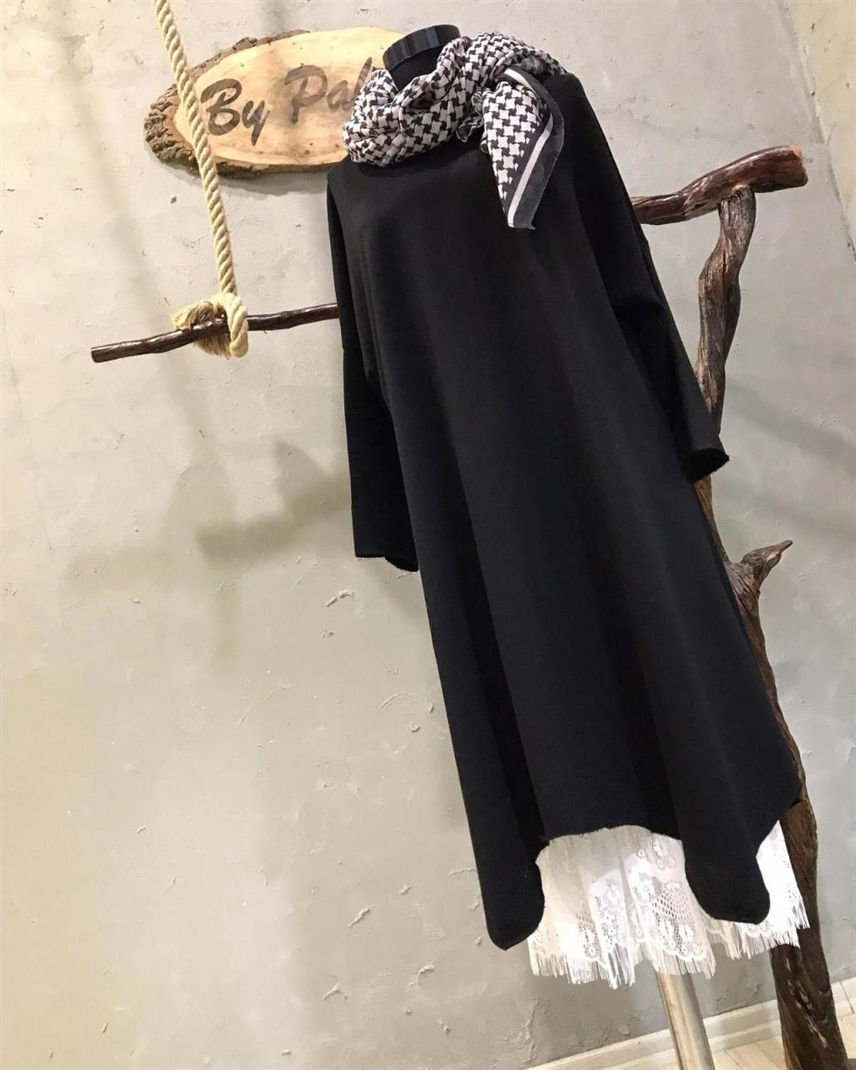 Asimetrik Kesim Tunik Elbise (SİYAH)