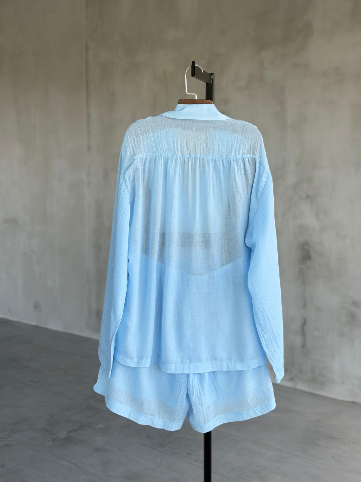 Bağlamalı Kimono Model Şort Takım (Bebe Mavisi)