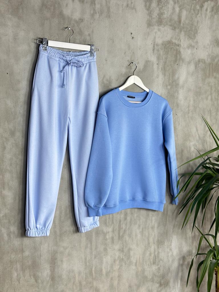 Basic Model Şardonlu Sweat (Bebe Mavisi)