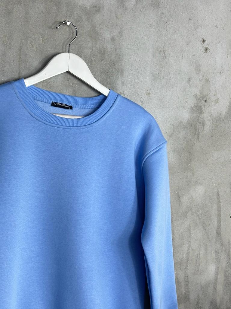 Basic Model Şardonlu Sweat (Bebe Mavisi)