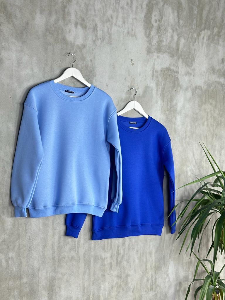 Basic Model Şardonlu Sweat (Bebe Mavisi)