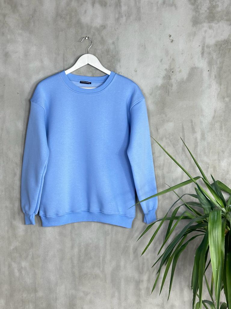 Basic Model Şardonlu Sweat (Bebe Mavisi)