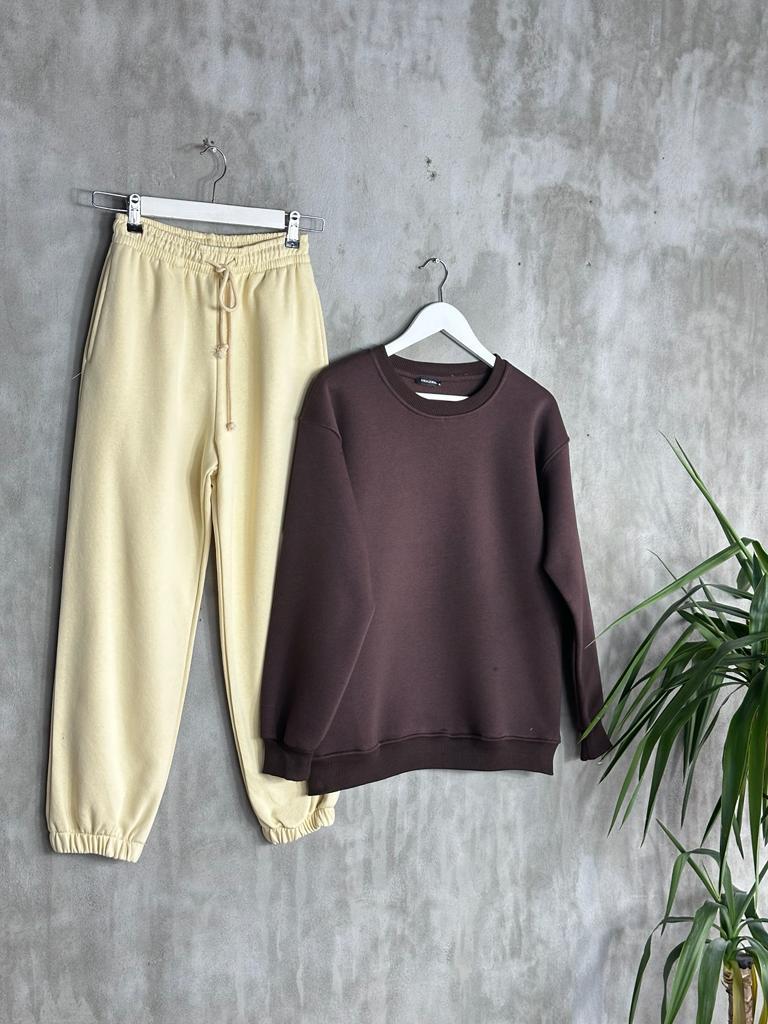 Basic Model Şardonlu Sweat (Kahve)