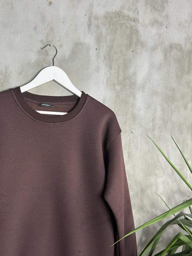 Basic Model Şardonlu Sweat (Kahve)