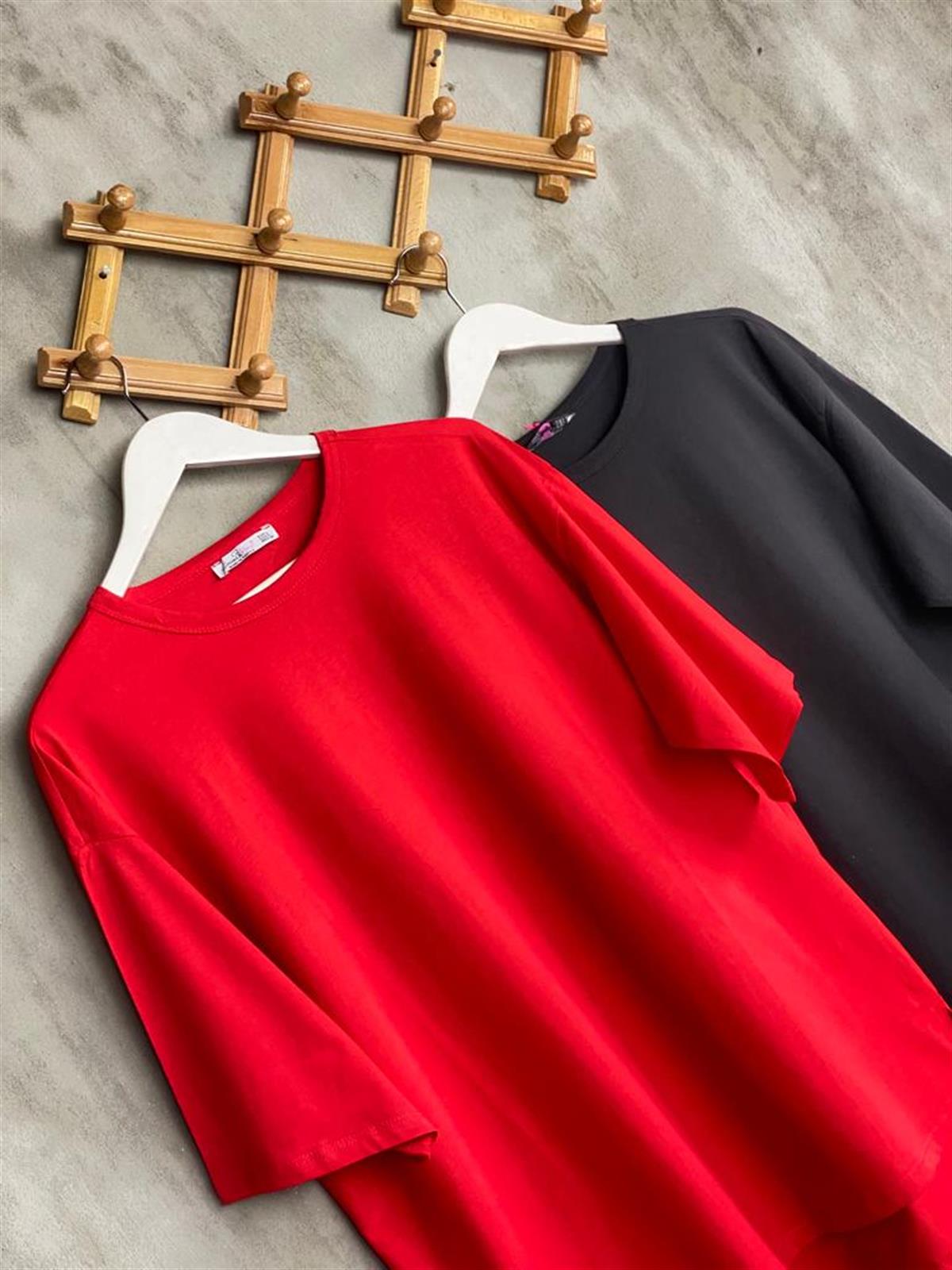 Basic Tunik Tişört (Siyah/Kırmızı)