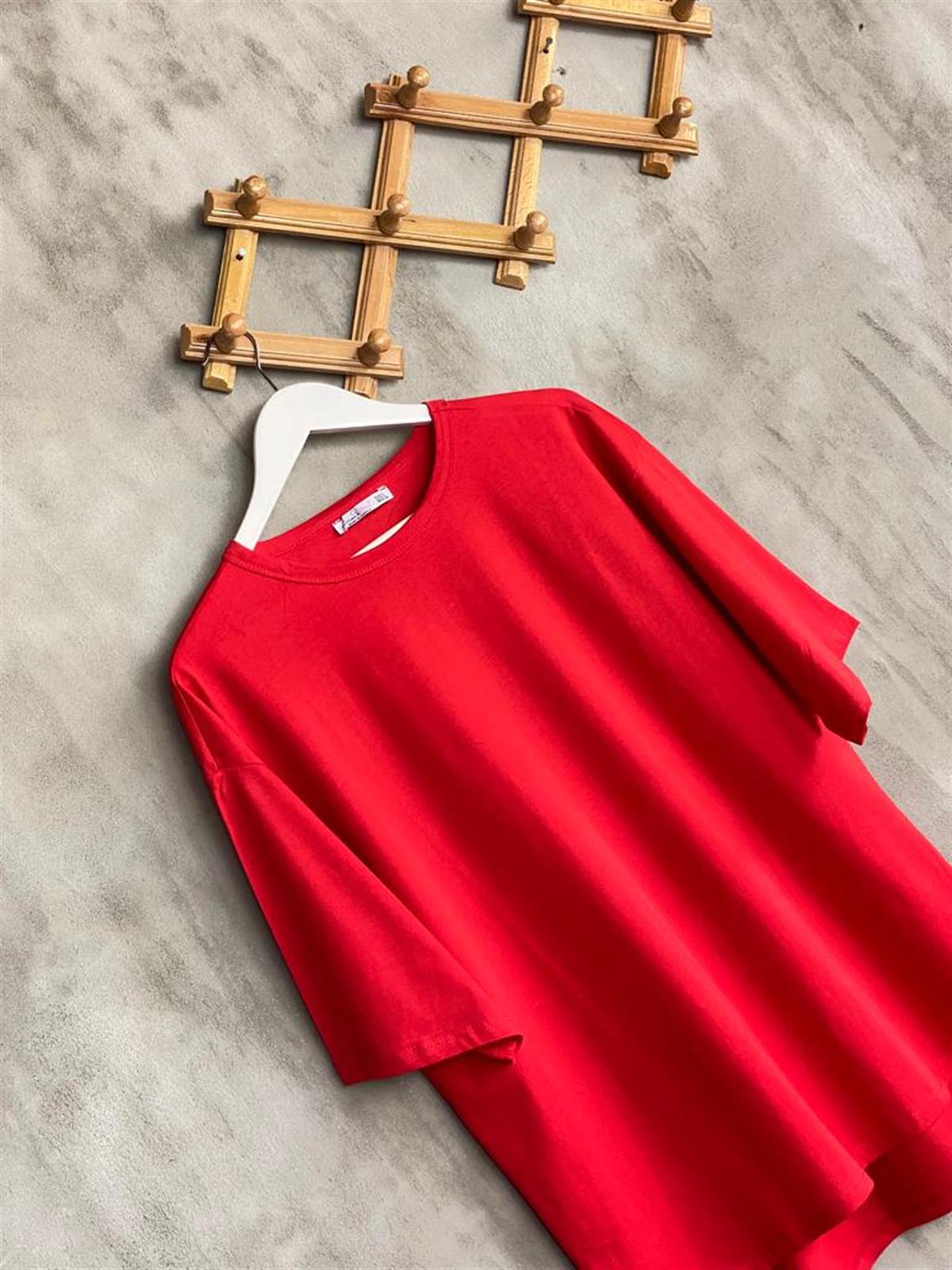 Basic Tunik Tişört (Siyah/Kırmızı)