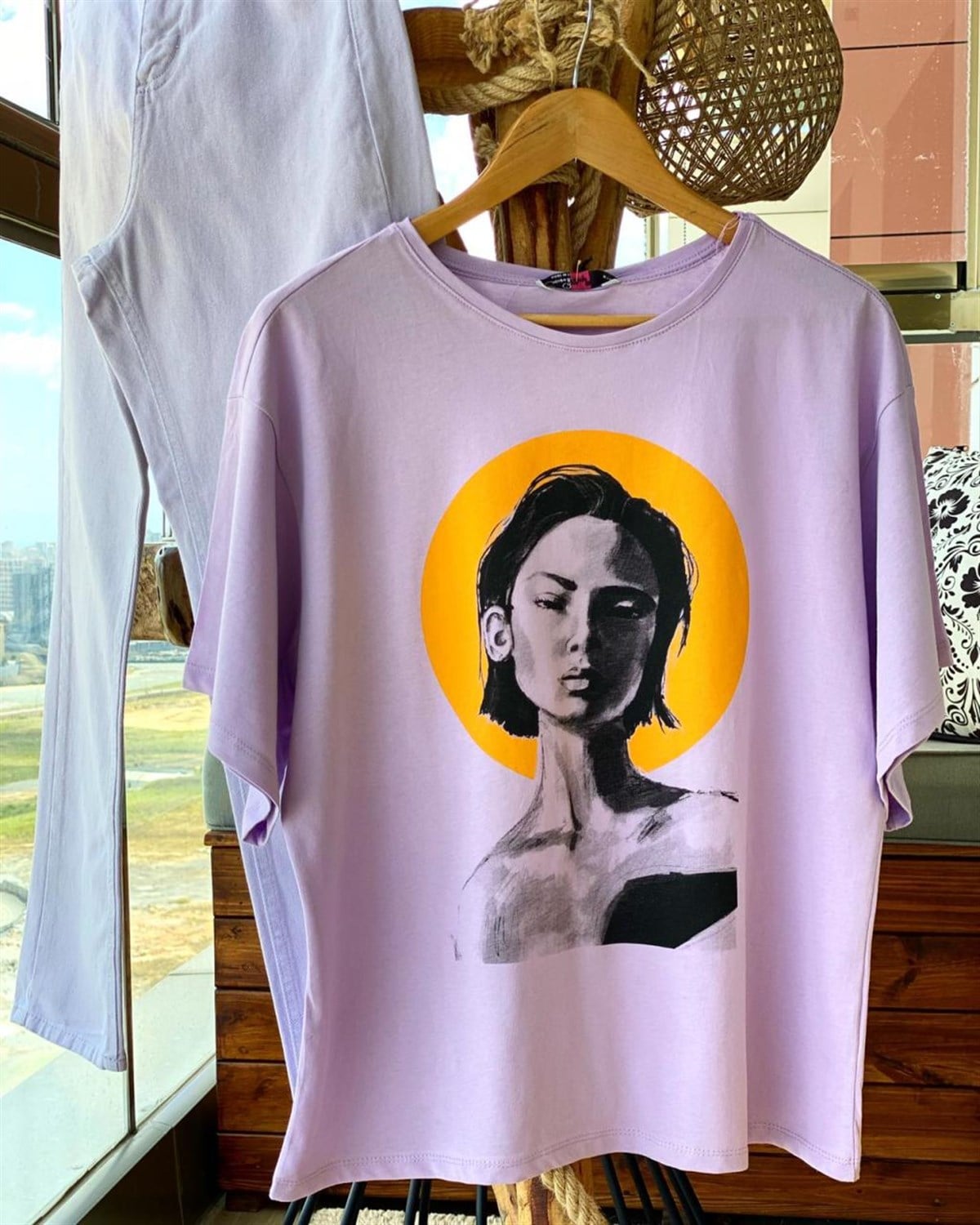 Baskılı Basic Tshirt (LİLA)