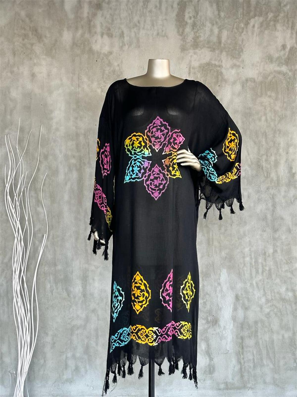 Batik Otantik Elbise (SİYAH)