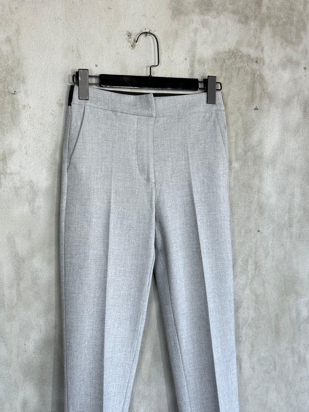 Bel Lastik Detaylı Kumaş Pantolon (Gri)