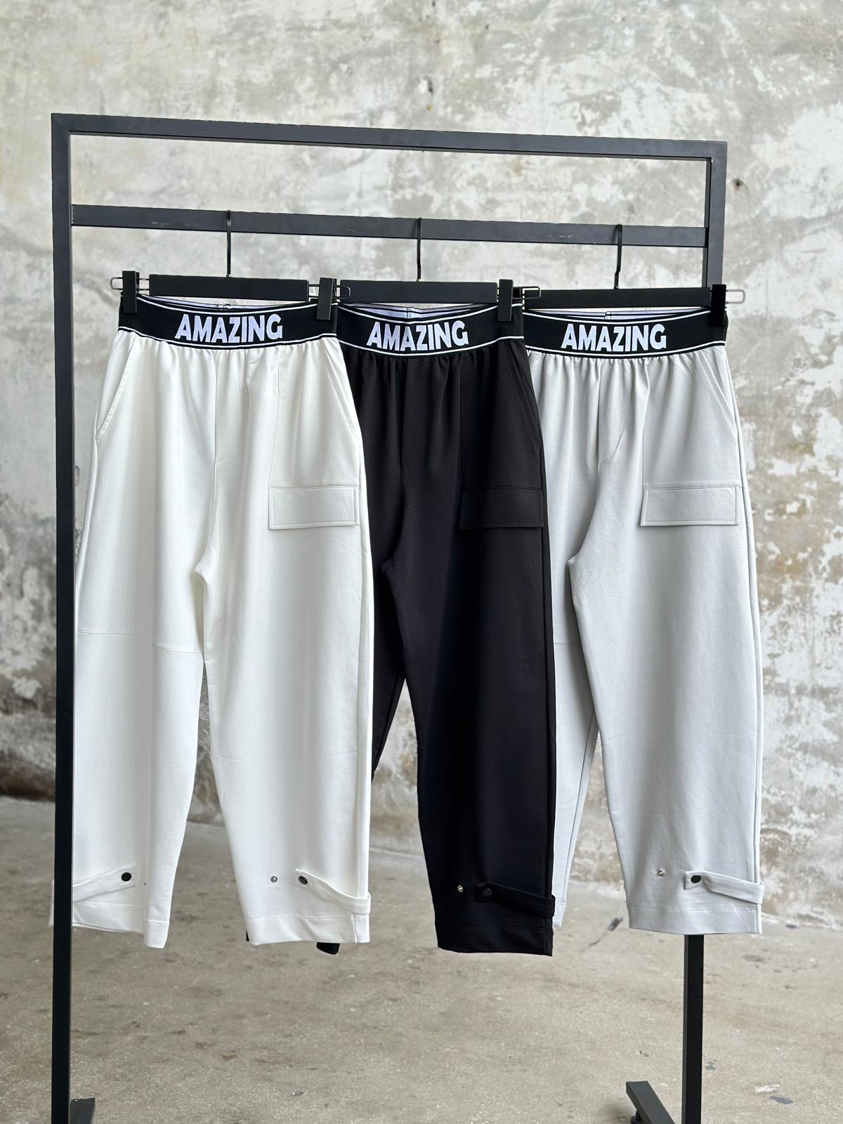 Belden Lastik Detaylı Paça Çıtçıtlı Kadın Pantolon (Siyah)