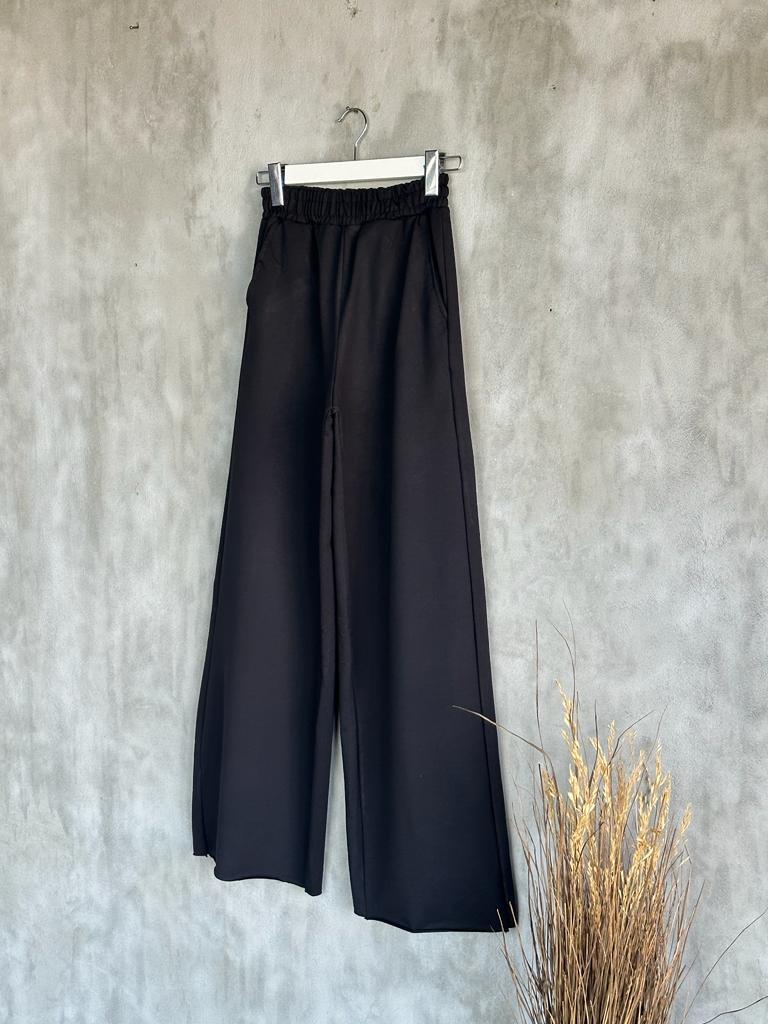 Belden Lastikli Bol Paça Eşofman Pantolon (Siyah)