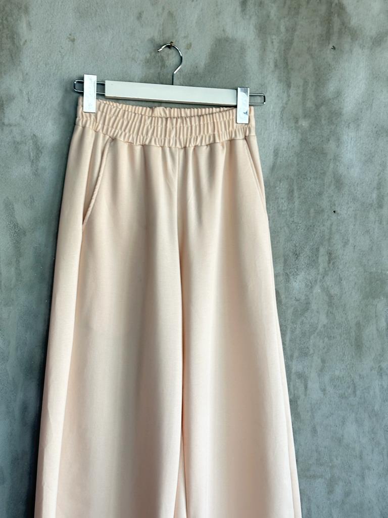 Belden Lastikli Bol Paça Eşofman Pantolon (Bej)