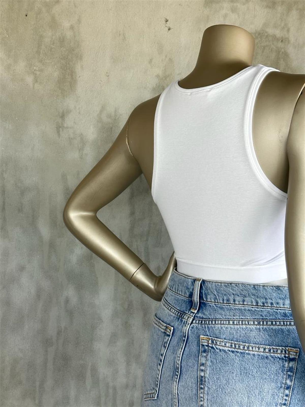 Belden Lastikli Dilvin Crop Top (Siyah/Beyaz/Bej)