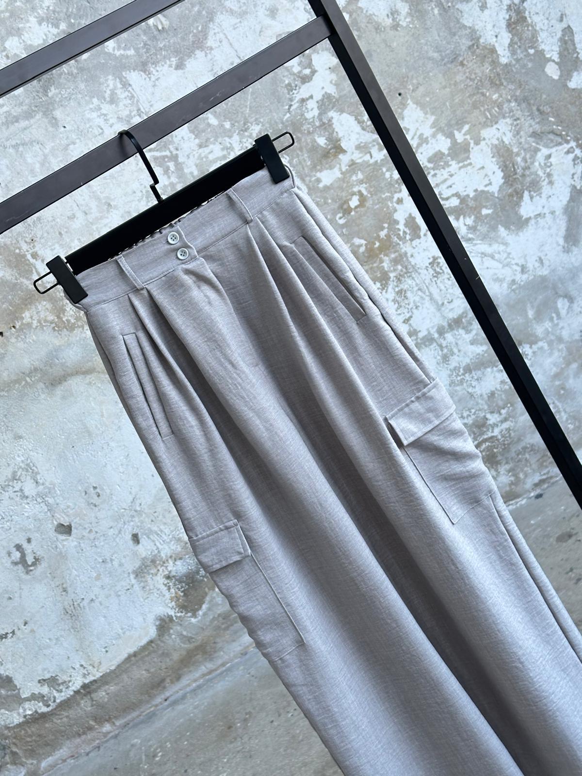 Belden Lastikli Kargo Cep Detaylı Pantolon (Taş)