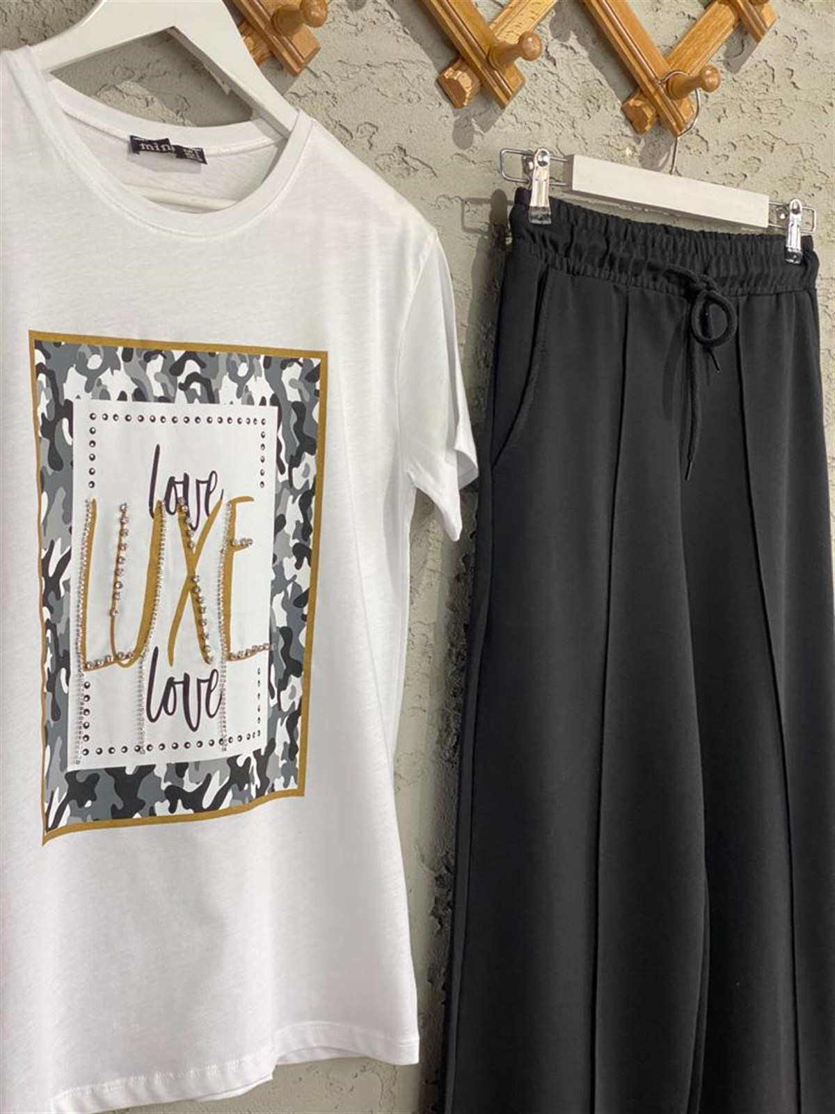 Beli Lastikli Bol Paça Pantolon (Siyah)