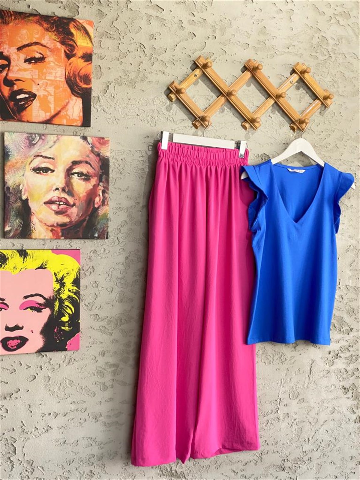 Beli Lastikli Bol Salaş Pantolon (Pembe)