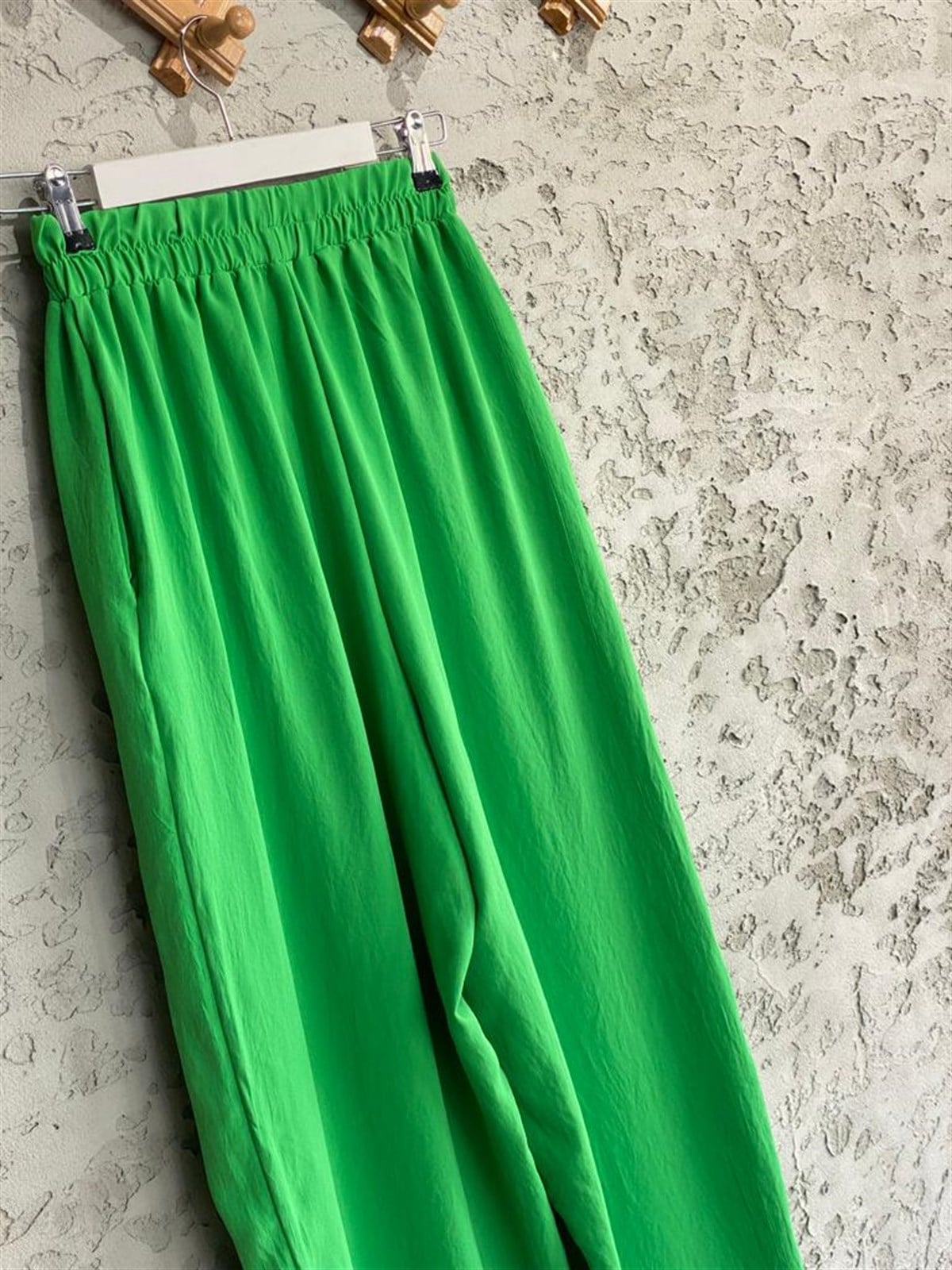 Beli Lastikli Bol Salaş Pantolon (Yeşil)