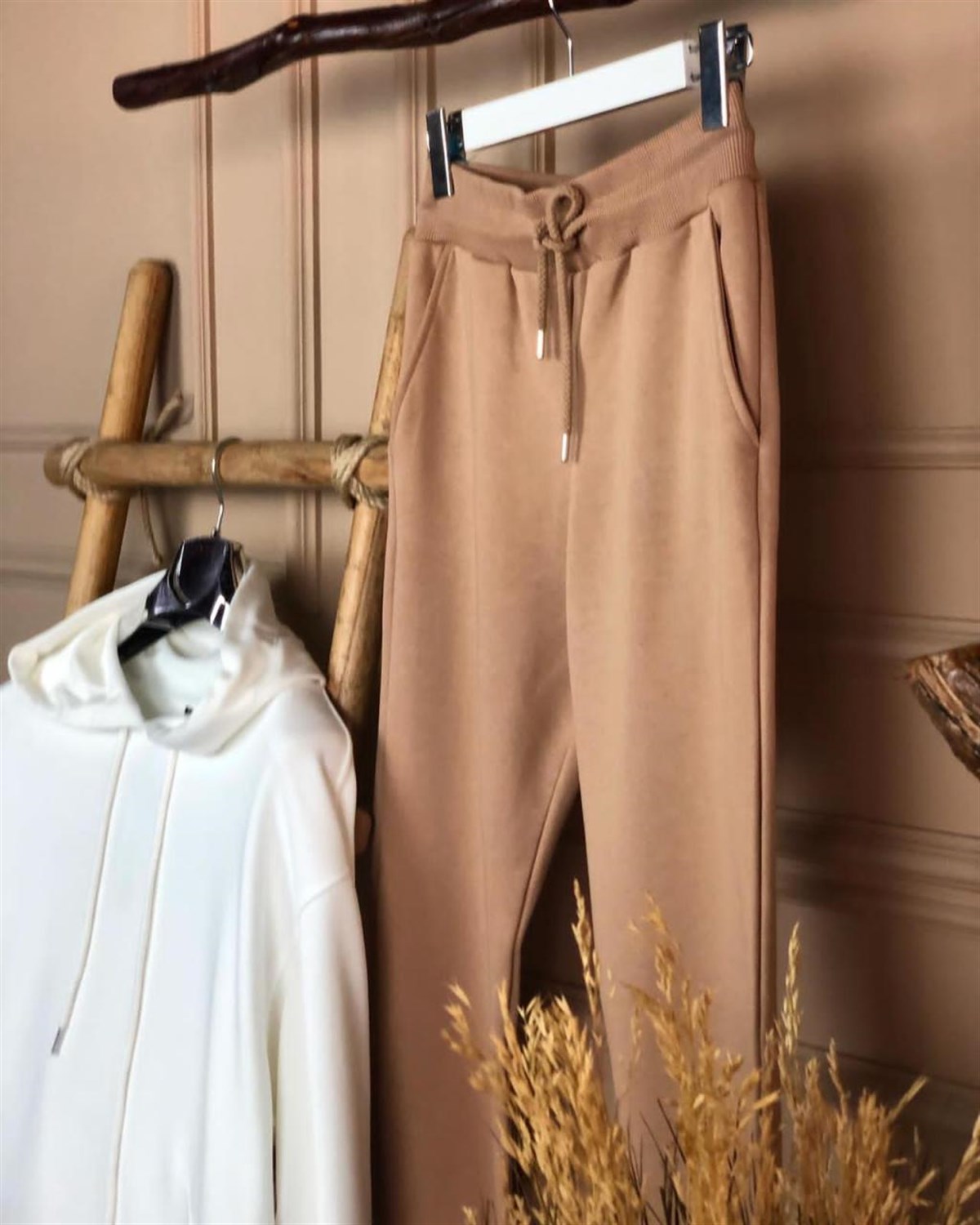 Beli lastikli Eşofman Pantolon (BEYAZ& VİZON)