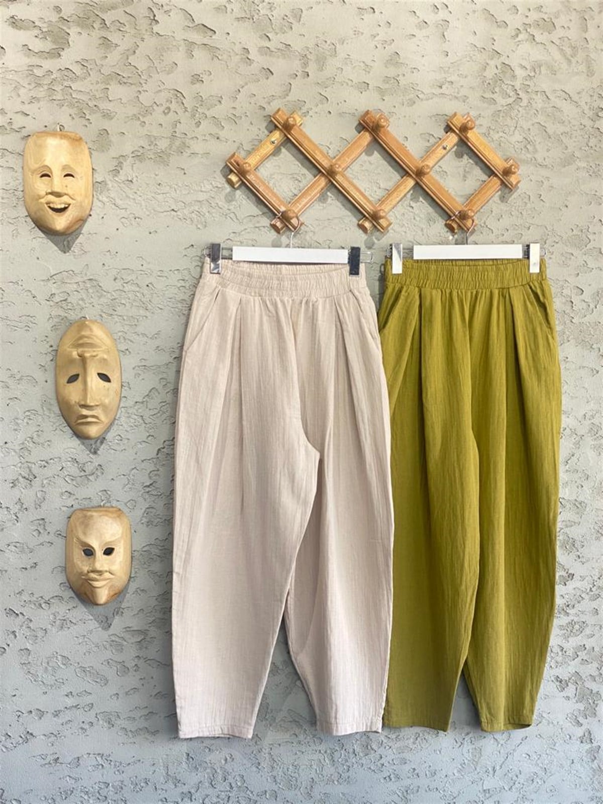 Beli Piliseli Müslin Pantolon (Ekru)