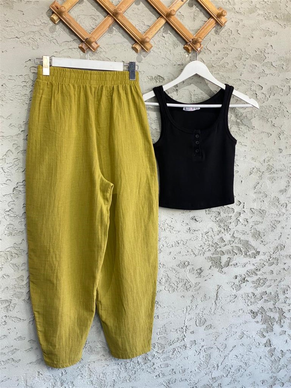 Beli Piliseli Müslin Pantolon (Yağ Yeşili)