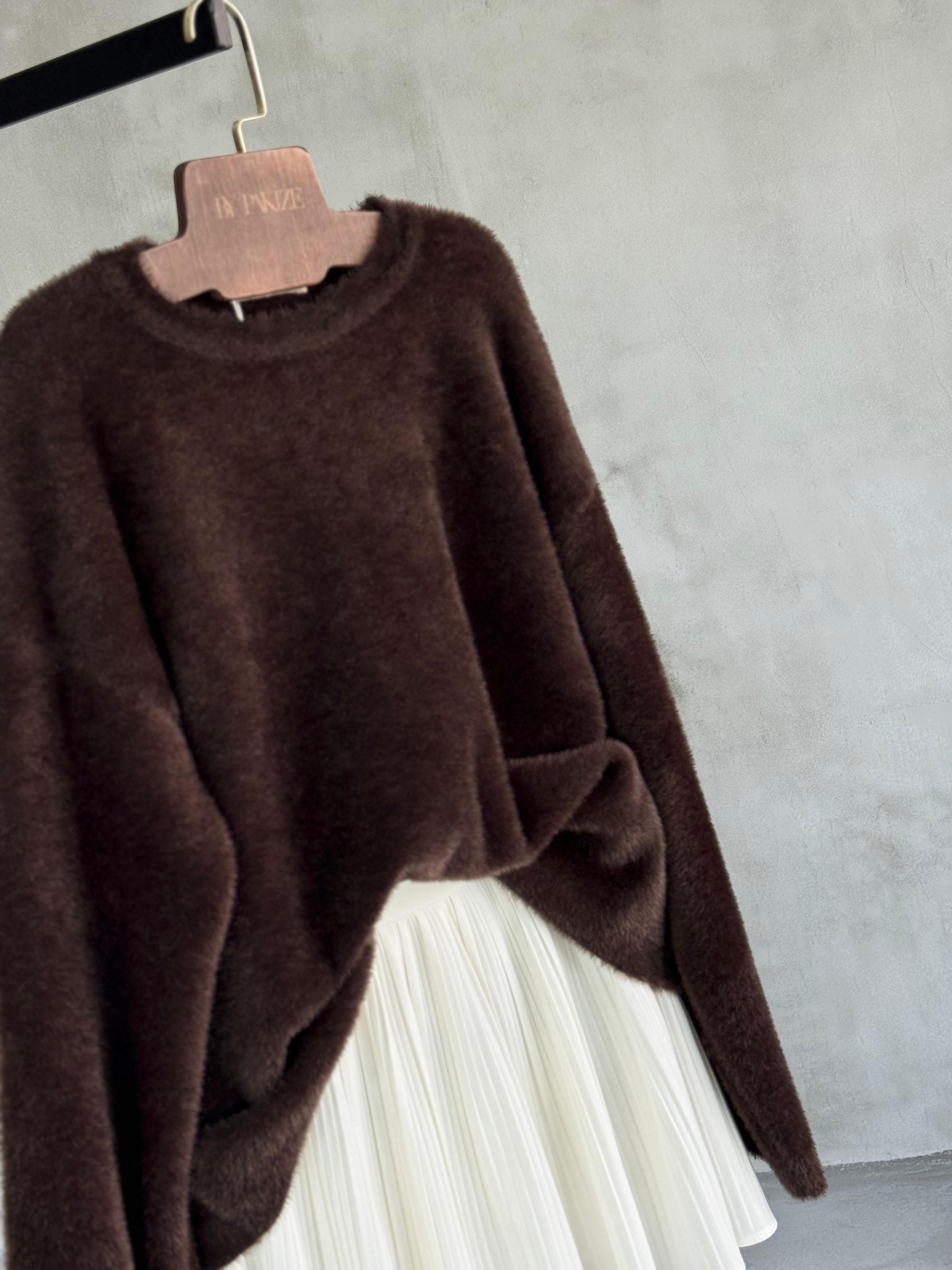 Bisiklet Yaka Angora Kazak (Kahve)