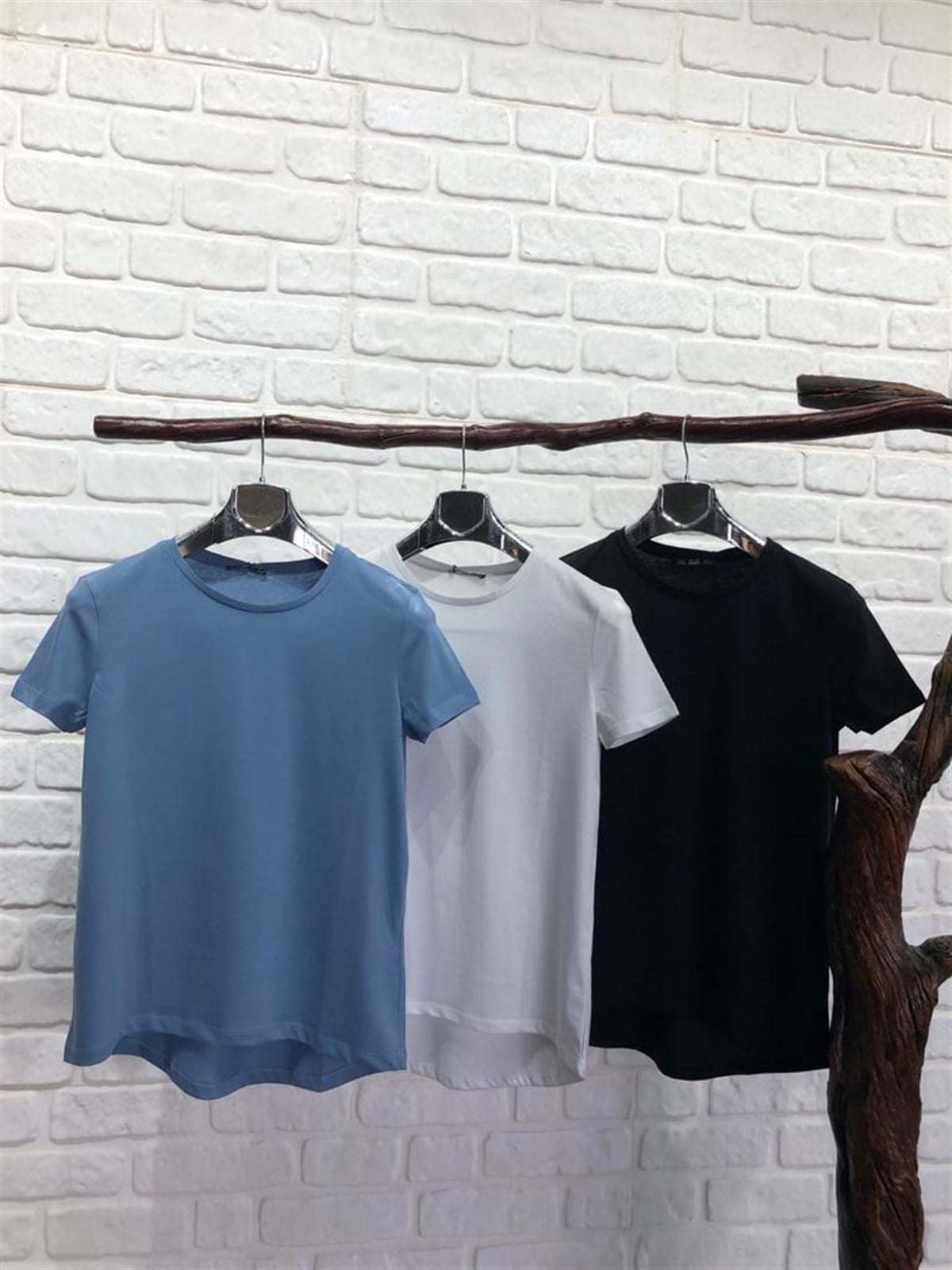 Bisiklet Yaka Basic Tshirt (MAVİ & BEYAZ & SİYAH)