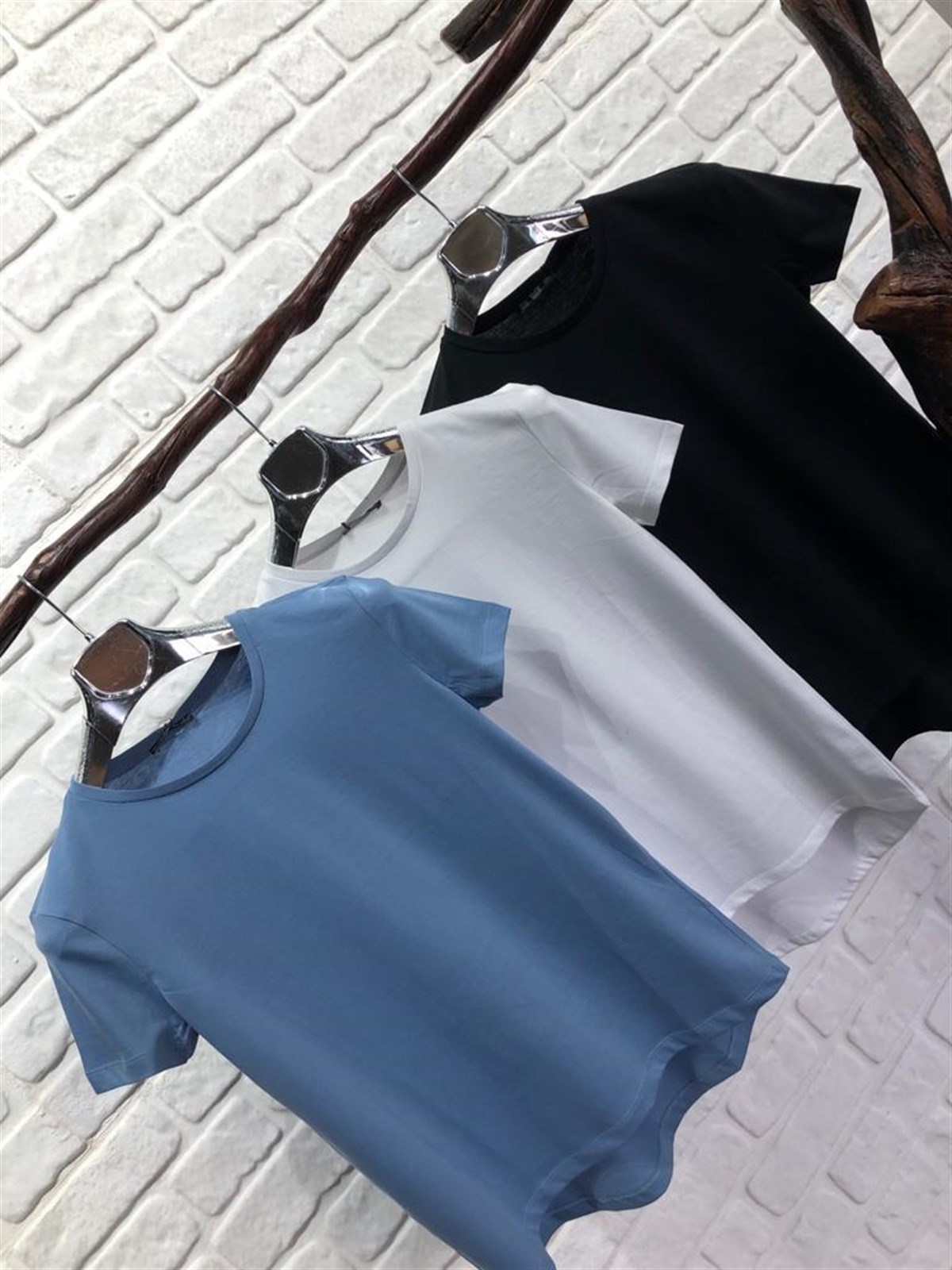 Bisiklet Yaka Basic Tshirt (MAVİ & BEYAZ & SİYAH)