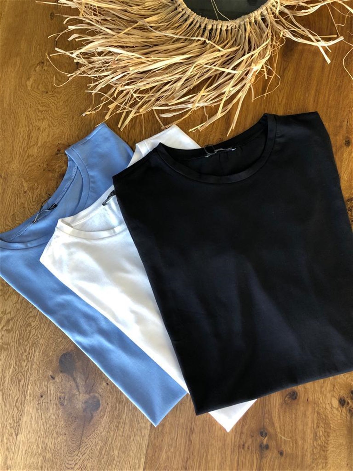 Bisiklet Yaka Basic Tshirt (MAVİ & BEYAZ & SİYAH)
