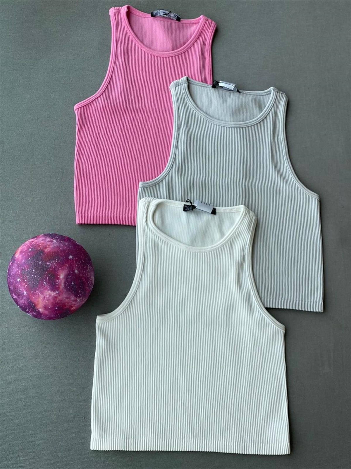 Bisiklet Yaka Crop (PEMBE & GRİ & EKRU)