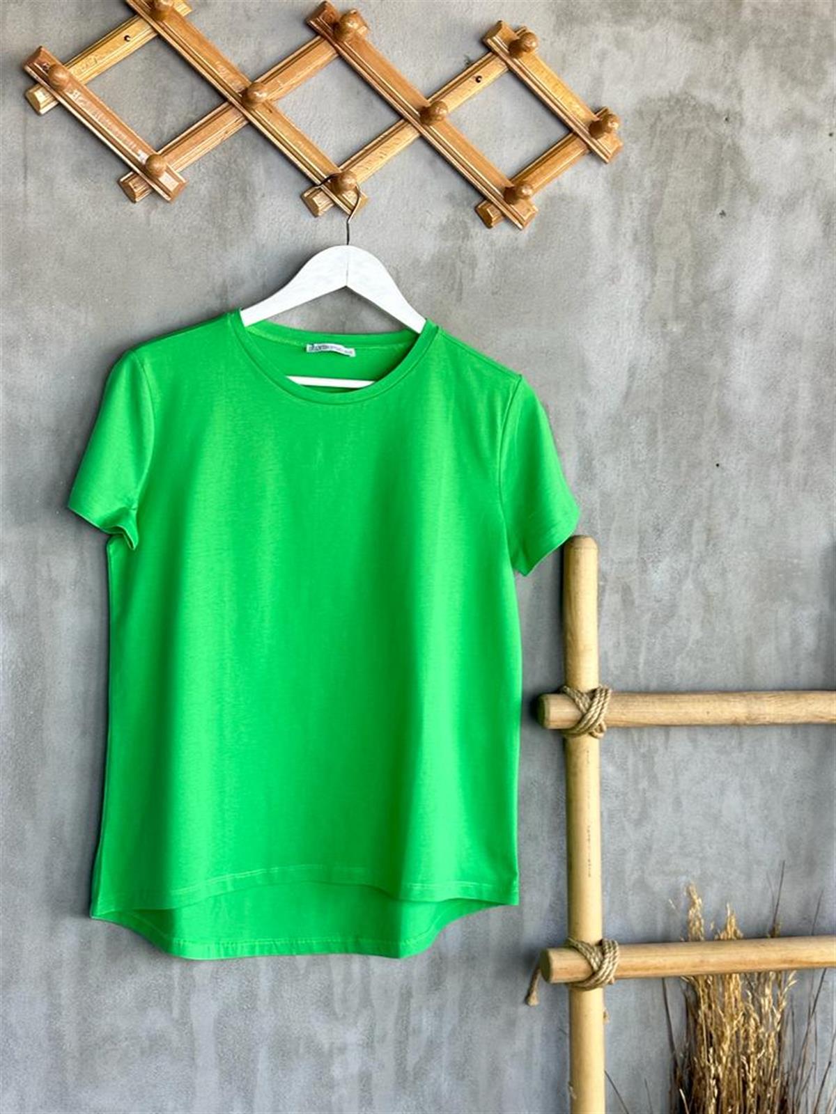 Bisiklet Yaka Oversize Tişört (Yeşil/Koyu Yeşil)