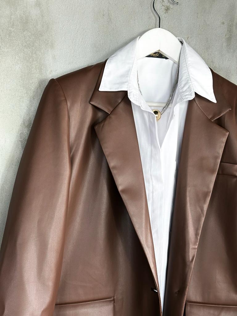 Blazer Deri Ceket (Kahve)