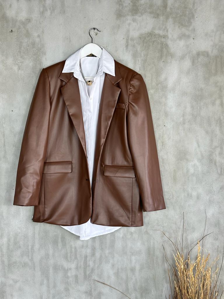 Blazer Deri Ceket (Kahve)