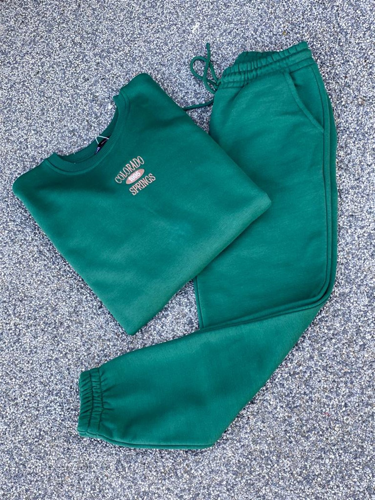 BOĞAZ FERMUARLI SWEATSHİRT JOGGER PANTOLON TAKIM (YEŞİL)