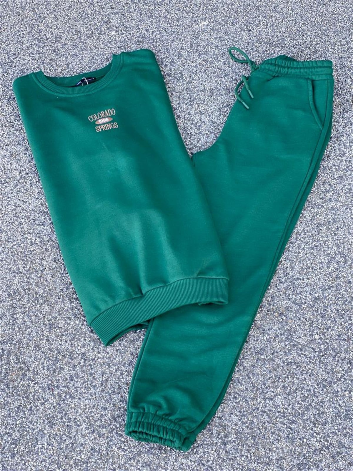 BOĞAZ FERMUARLI SWEATSHİRT JOGGER PANTOLON TAKIM (YEŞİL)