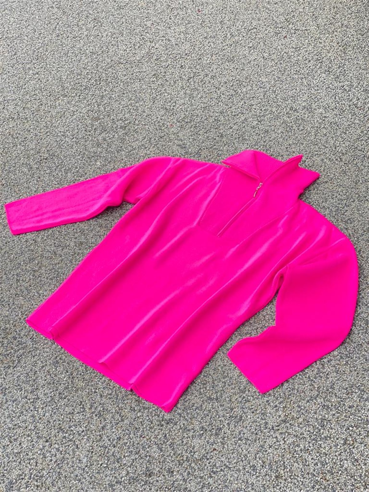 Boğazdan Fermuarlı Çelik Örgülü Oversize Kazak (Pembe)