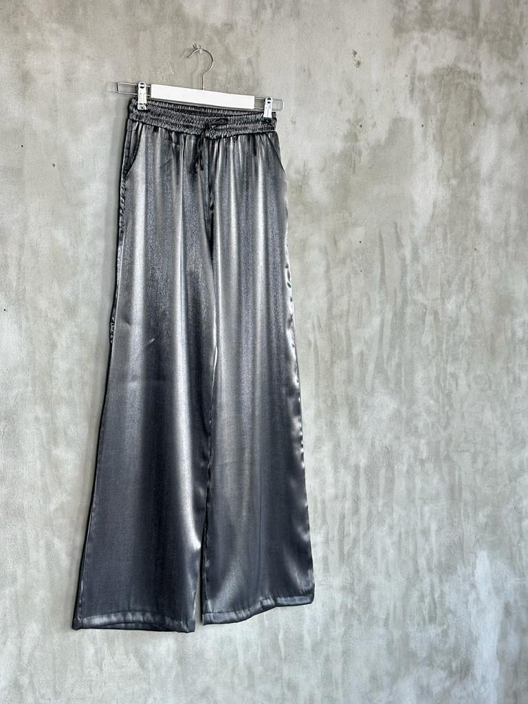 Bol Paça Lurex Kumaş Pantolon (Antrasit)