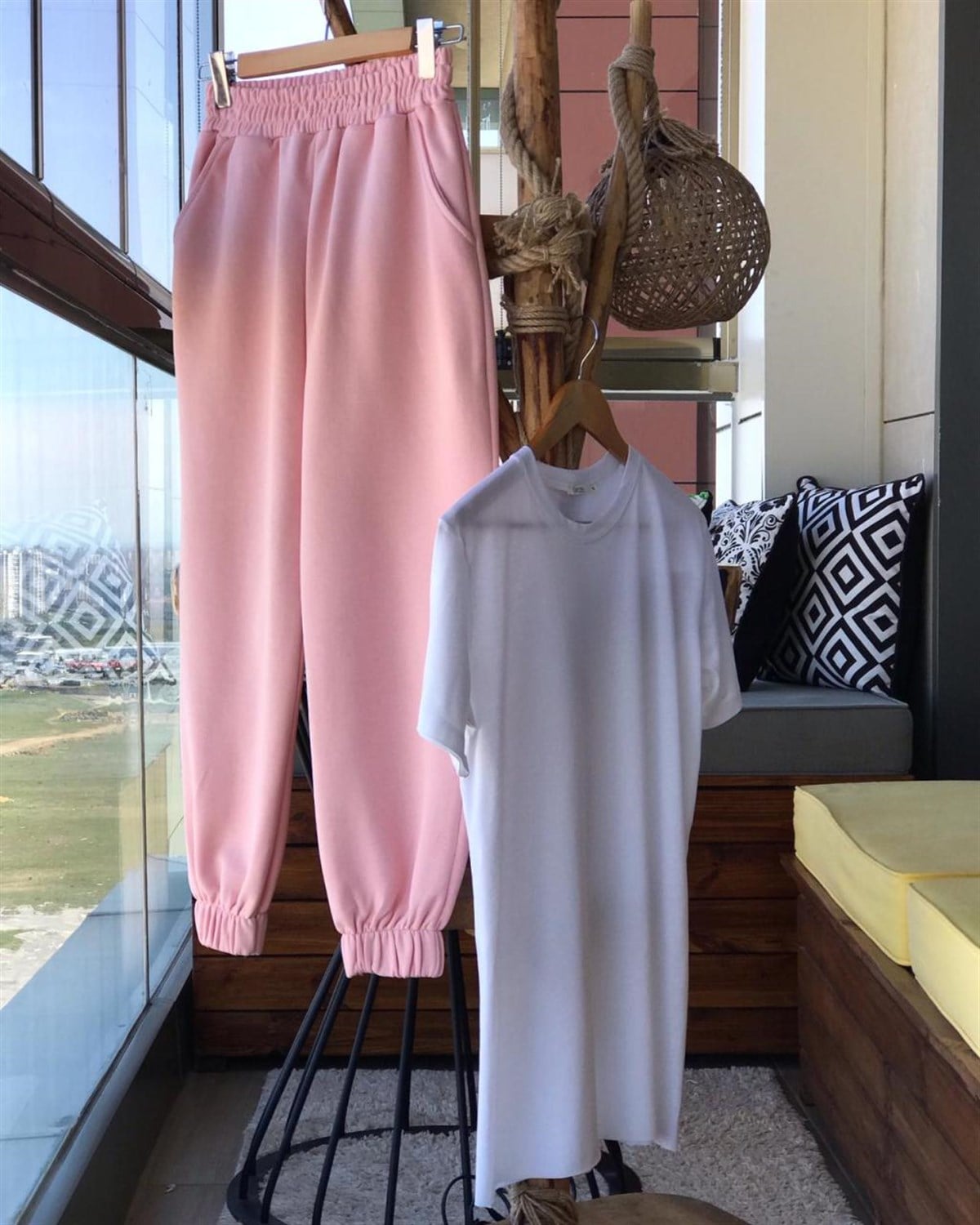Boyfriend Model Eşofman Salaş Pantolon  (PUDRA)