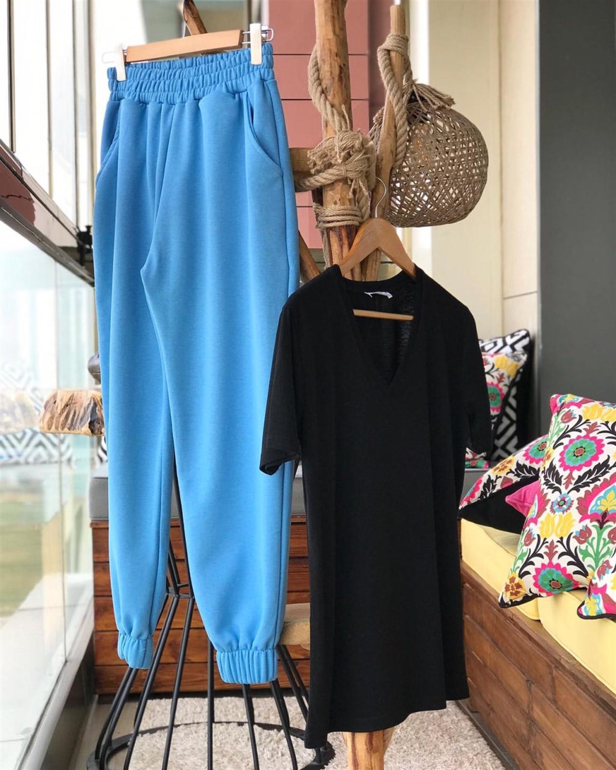 Boyfriend Model Eşofman Salaş Pantolon  (MAVİ)