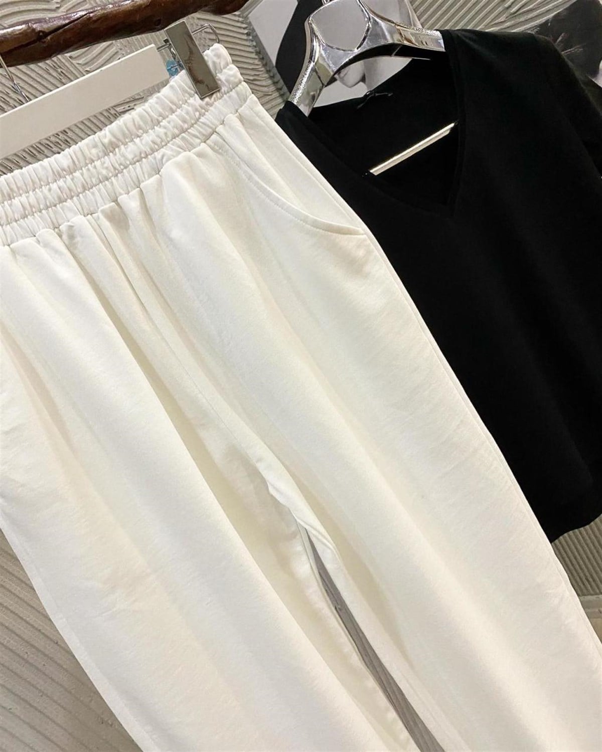 Boyfriend Model Yazlık Penye Tok Kumaş Eşofman Pantolon (BEYAZ)