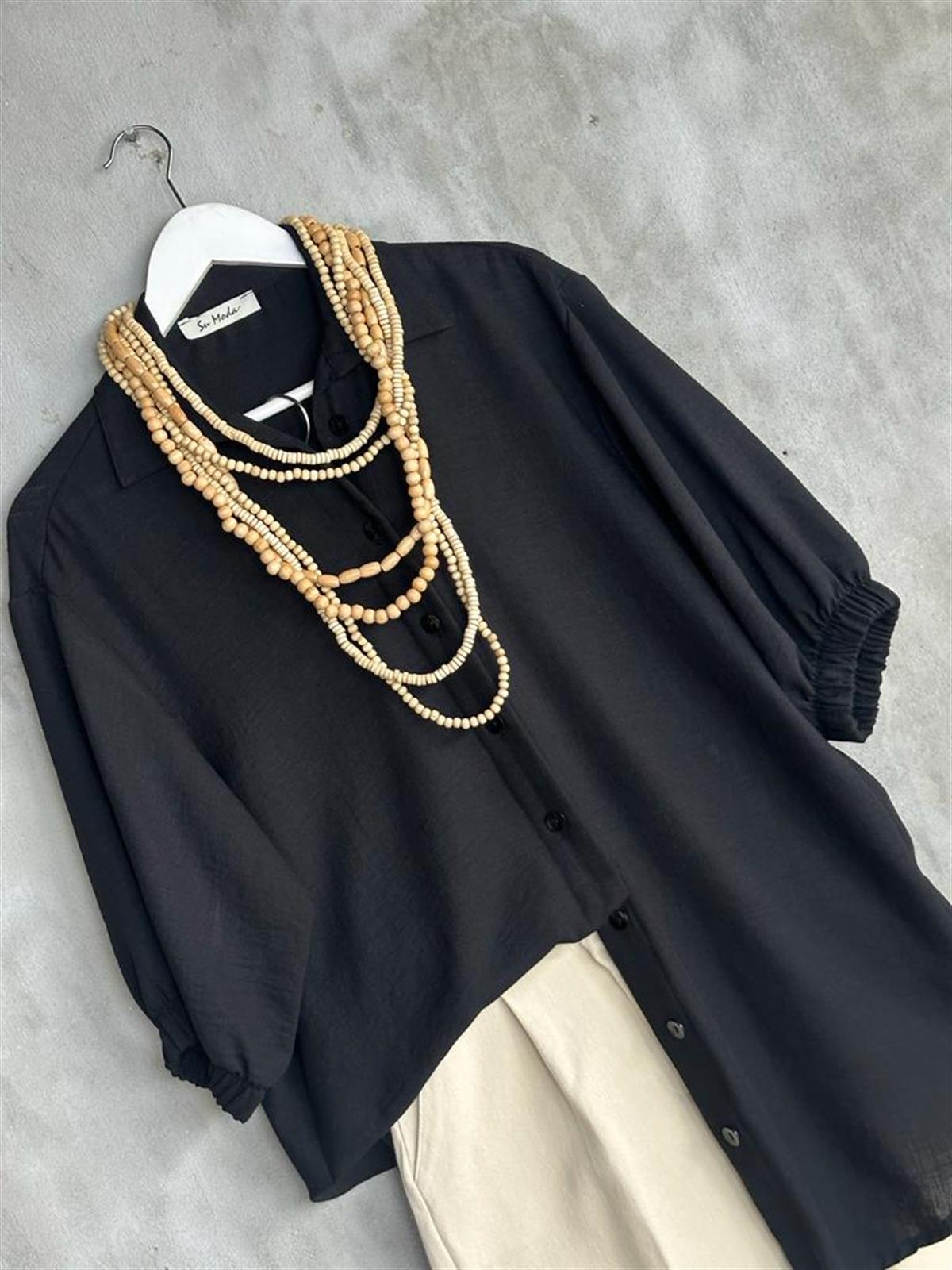 Boyfriend Tunik Gömlek (Siyah)