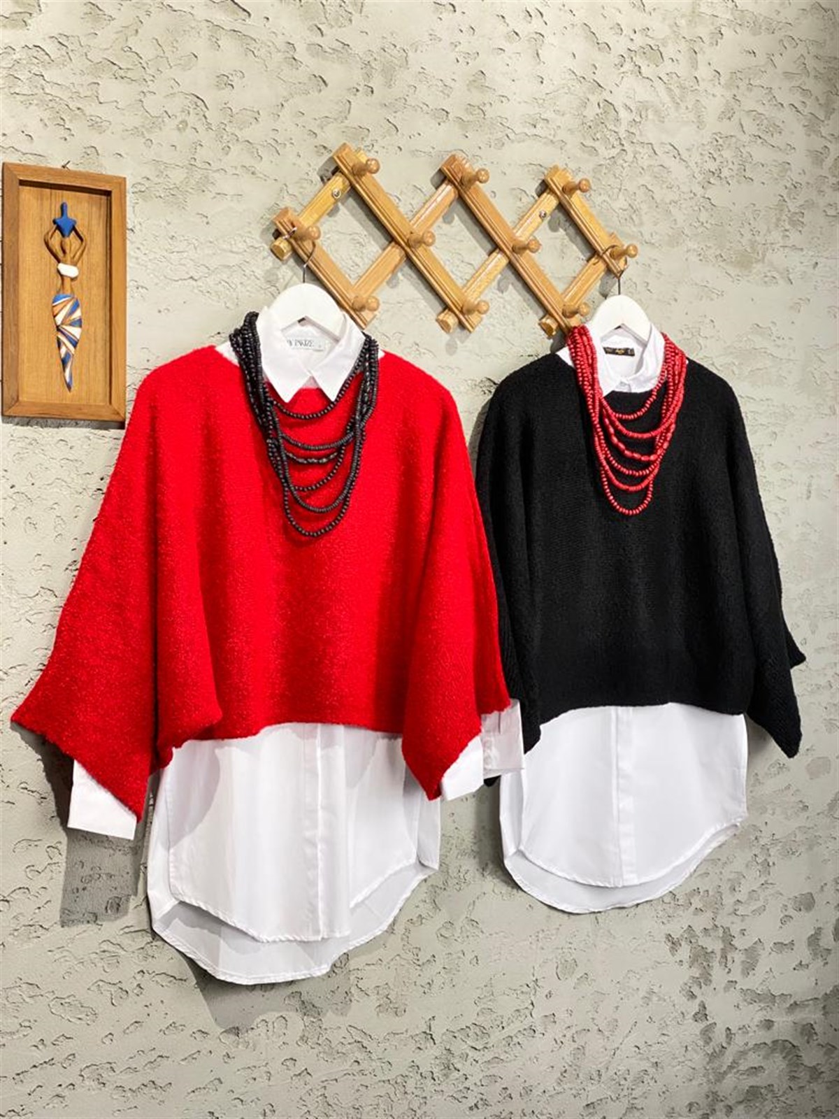Buklet Örgü Panço Kazak (Siyah)