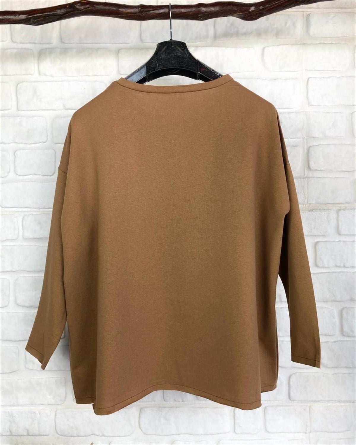 büyük cepli salaş sweatshirt (camel)
