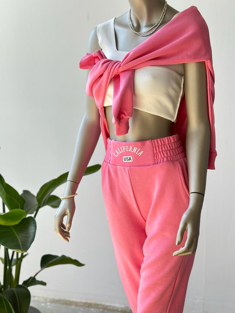 Calıfornıa Yazı Baskılı Takım (Pembe)