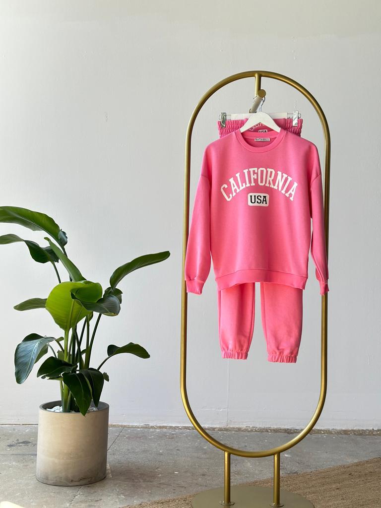 Calıfornıa Yazı Baskılı Takım (Pembe)