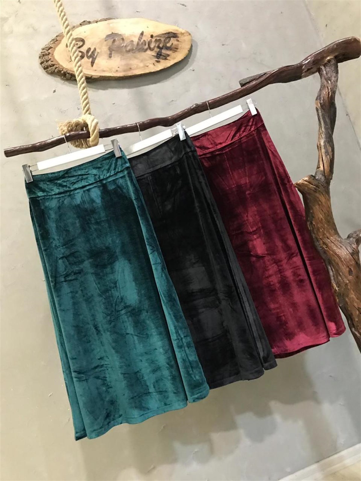 Çan Kadife Etek (BORDO & SİYAH & YEŞİL)
