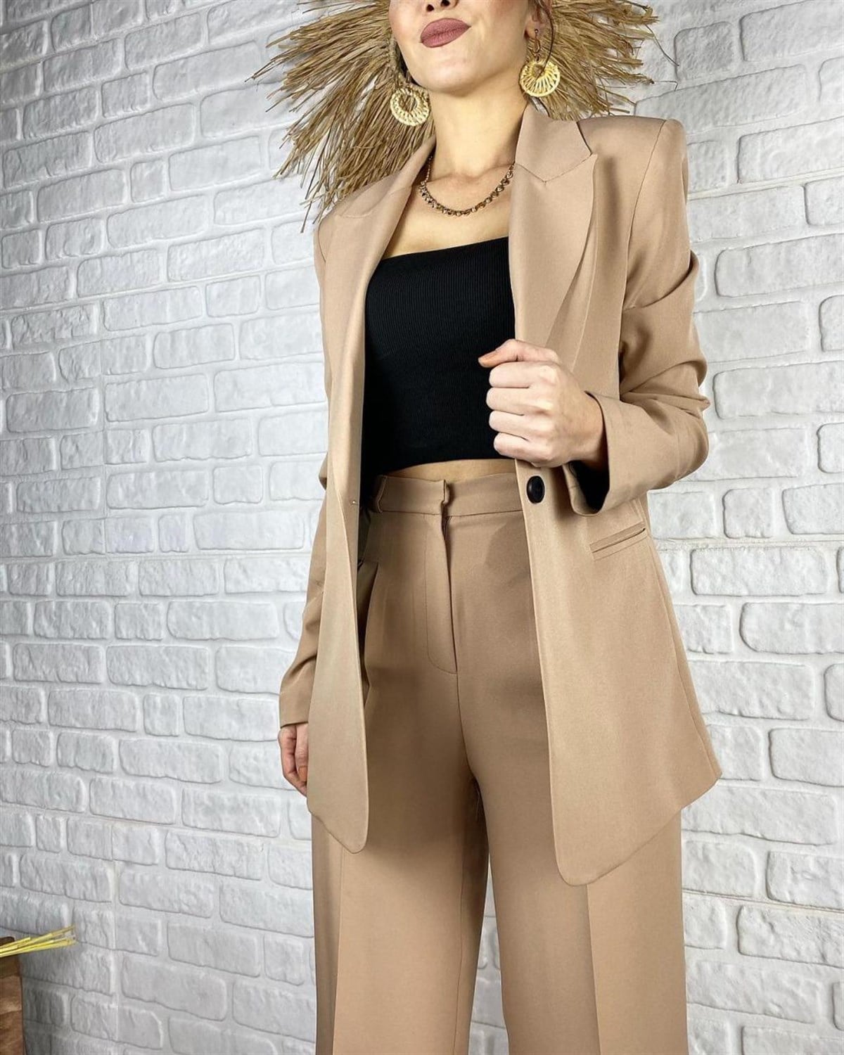 Ceket ve Pazazzo Pantolon Takım (CAMEL)