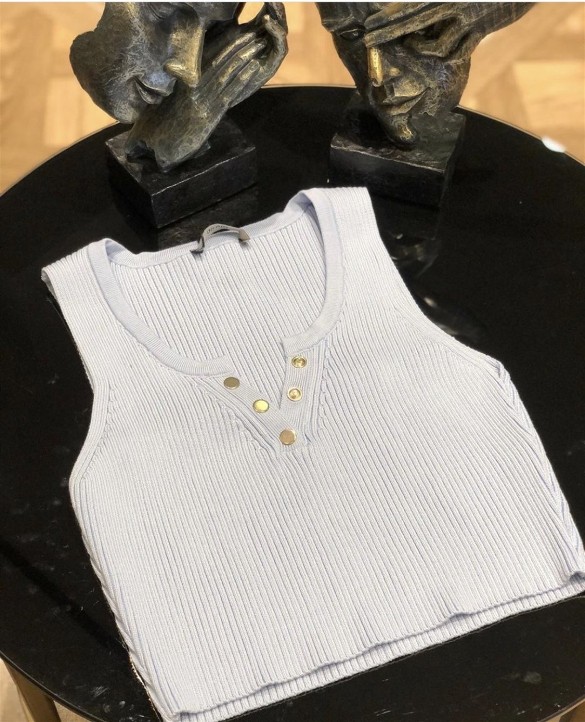 Çelik Örgü Crop Triko (HARDAL & MAVİ)