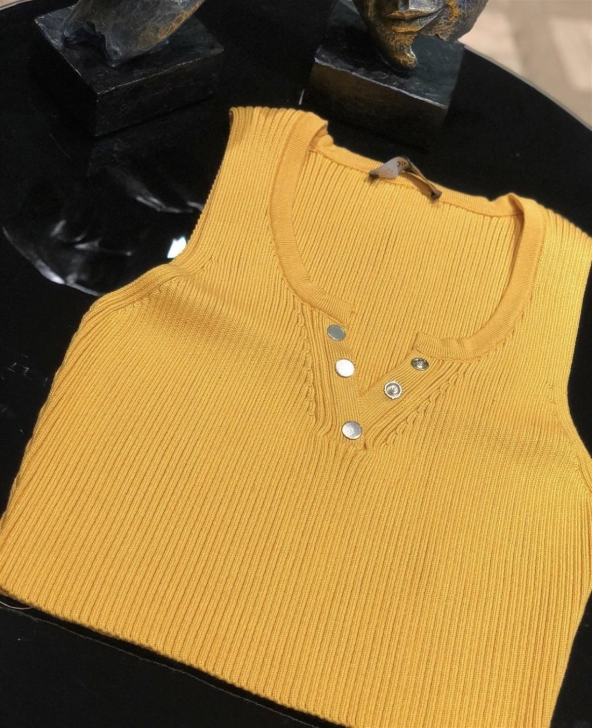 Çelik Örgü Crop Triko (HARDAL & MAVİ)